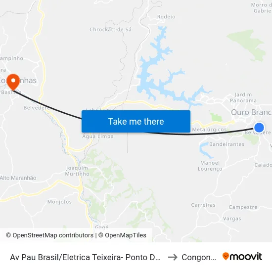 Av Pau Brasil/Eletrica Teixeira- Ponto De Onibus to Congonhas map
