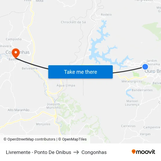 Livremente - Ponto De Onibus to Congonhas map