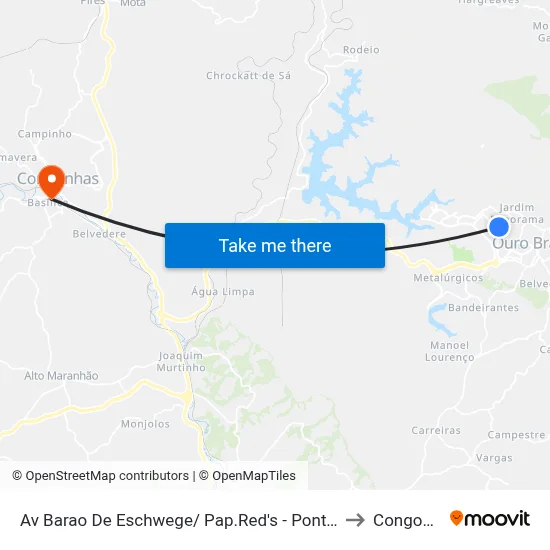 Av Barao De Eschwege/ Pap.Red's - Ponto De Onibus to Congonhas map