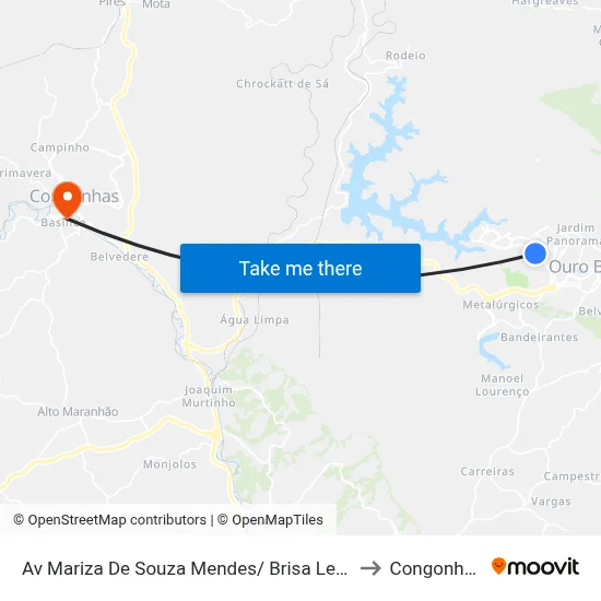 Av Mariza De Souza Mendes/ Brisa Leve to Congonhas map
