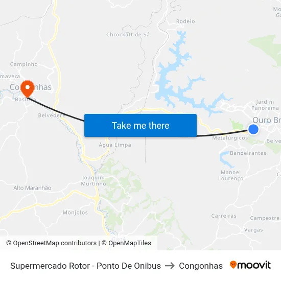 Supermercado Rotor - Ponto De Onibus to Congonhas map