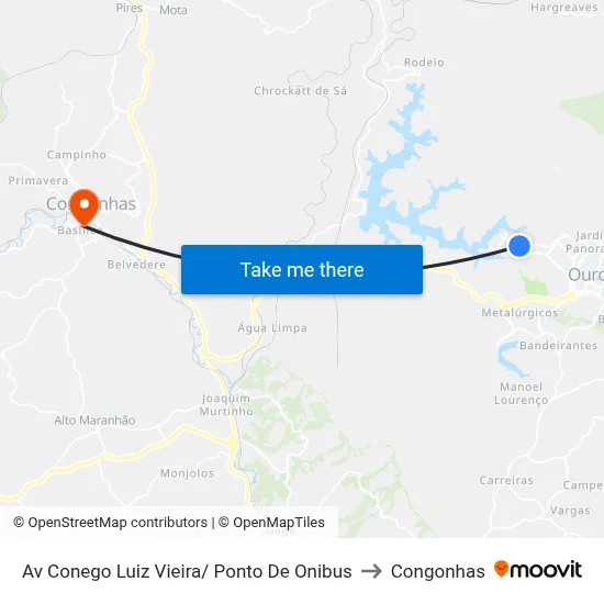 Av Conego Luiz Vieira/ Ponto De Onibus to Congonhas map
