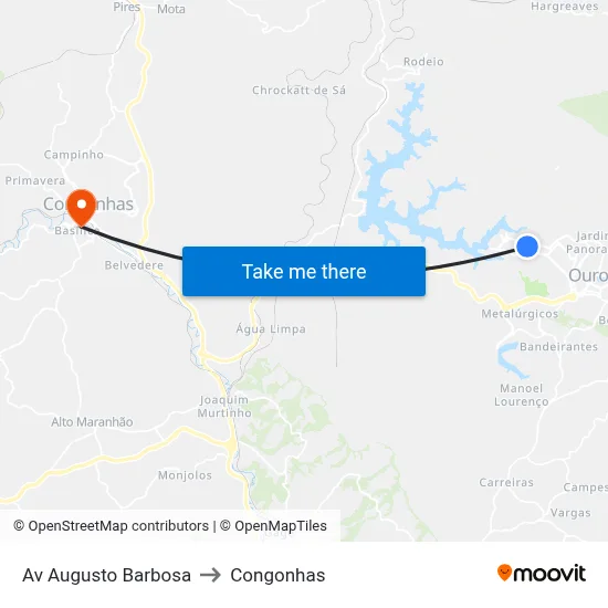 Av Augusto Barbosa to Congonhas map
