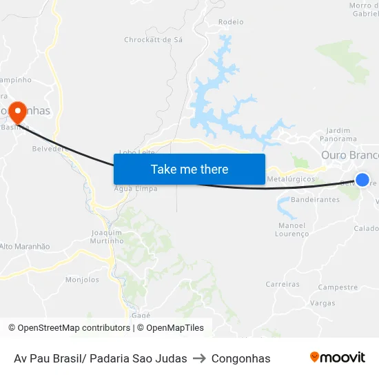 Av Pau Brasil/ Padaria Sao Judas to Congonhas map