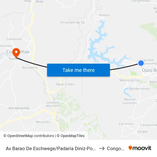 Av Barao De Eschwege/Padaria Diniz-Ponto De Onibus to Congonhas map
