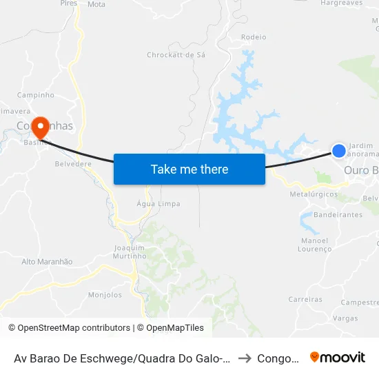 Av Barao De Eschwege/Quadra Do Galo- P De Onibus to Congonhas map