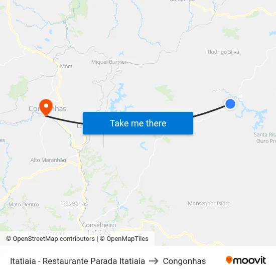 Itatiaia - Restaurante Parada Itatiaia to Congonhas map