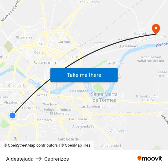 Aldeatejada to Cabrerizos map