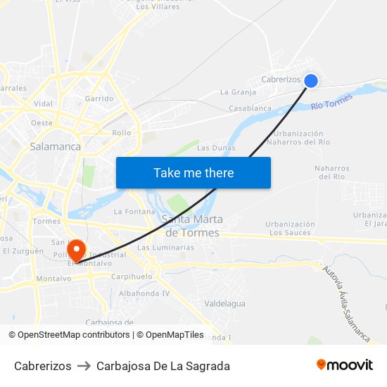Cabrerizos to Carbajosa De La Sagrada map