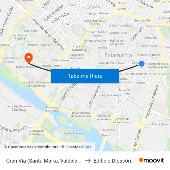 Gran Vía (Santa Marta, Valdelagua) to Edificio Dioscórides map