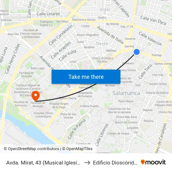Avda. Mirat, 43 (Musical Iglesias) to Edificio Dioscórides map