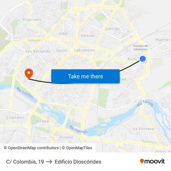 C/ Colombia, 19 to Edificio Dioscórides map