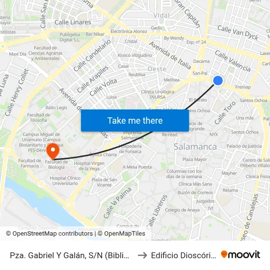 Pza. Gabriel Y Galán, S/N (Biblioteca) to Edificio Dioscórides map