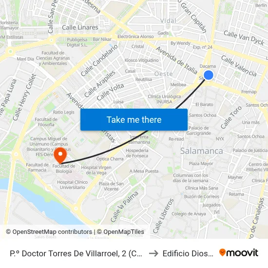 P.º Doctor Torres De Villarroel, 2 (Carnicería Mulas) to Edificio Dioscórides map