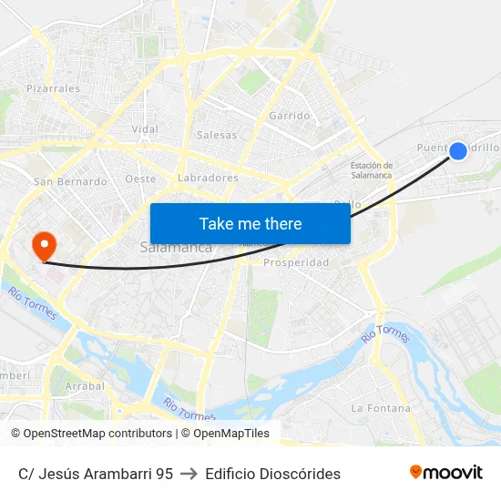 C/ Jesús Arambarri 95 to Edificio Dioscórides map