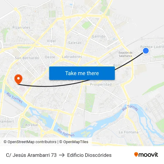 C/ Jesús Arambarri 73 to Edificio Dioscórides map