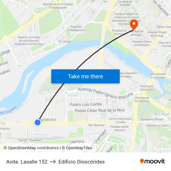 Avda. Lasalle 152 to Edificio Dioscórides map
