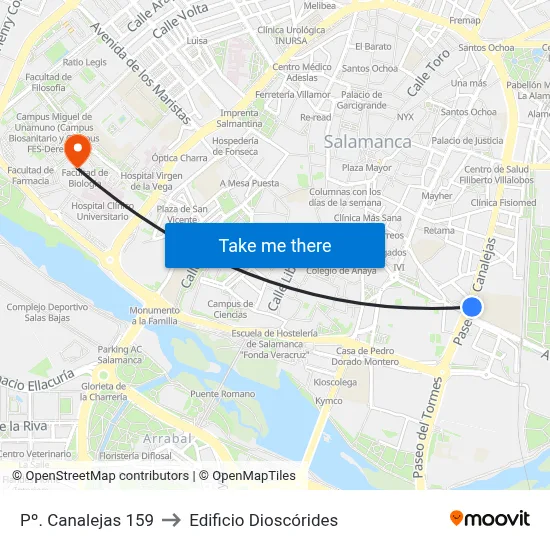 Pº. Canalejas 159 to Edificio Dioscórides map