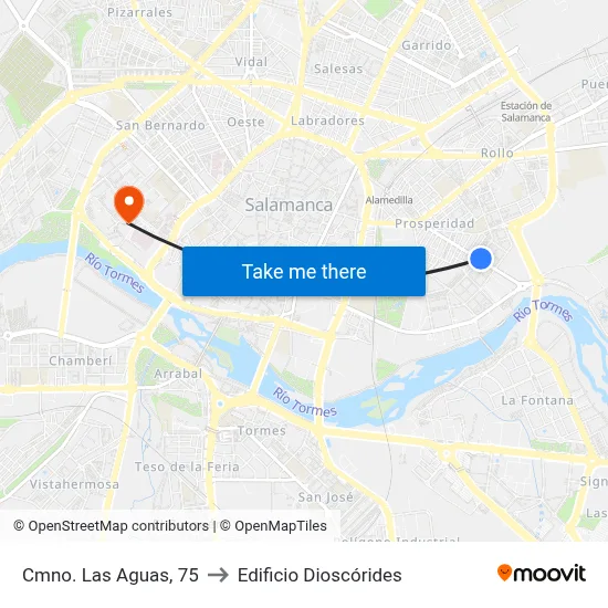 Cmno. Las Aguas, 75 to Edificio Dioscórides map