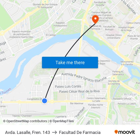 Avda. Lasalle, Fren. 143 to Facultad De Farmacia map