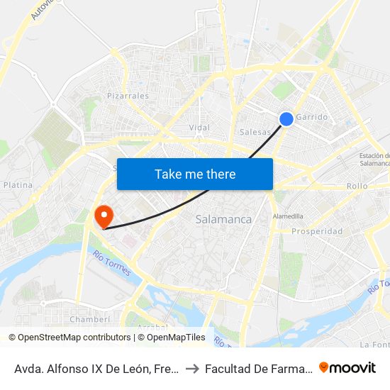 Avda. Alfonso IX De León, Fren. 8 to Facultad De Farmacia map