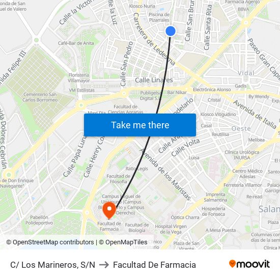 C/ Los Marineros, S/N to Facultad De Farmacia map