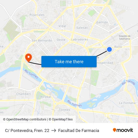 C/ Pontevedra, Fren. 22 to Facultad De Farmacia map