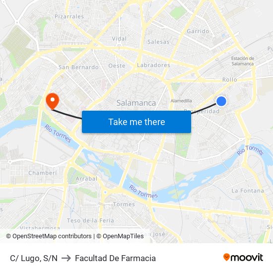 C/ Lugo, S/N to Facultad De Farmacia map