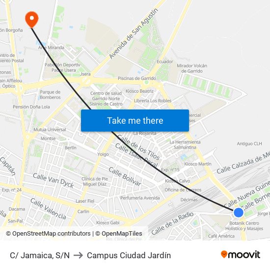 C/ Jamaica, S/N to Campus Ciudad Jardín map