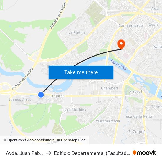 Avda. Juan Pablo Ii, 71 to Edificio Departamental (Facultad De Biología) map