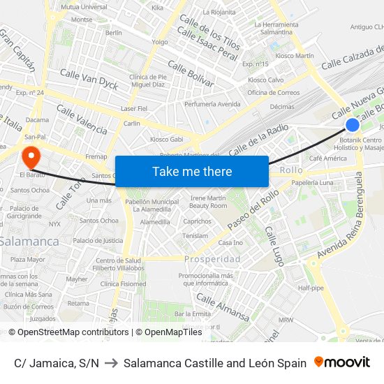 C/ Jamaica, S/N to Salamanca Castille and León Spain map