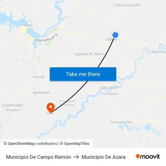 Municipio De Campo Ramón to Municipio De Azara map