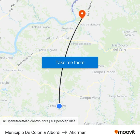 Municipio De Colonia Alberdi to Akerman map