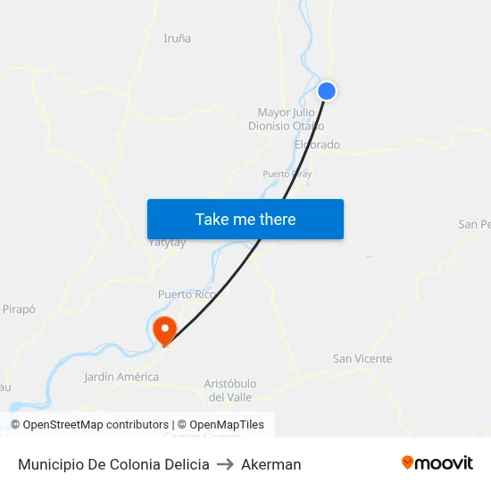 Municipio De Colonia Delicia to Akerman map