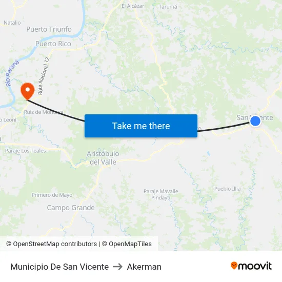 Municipio De San Vicente to Akerman map