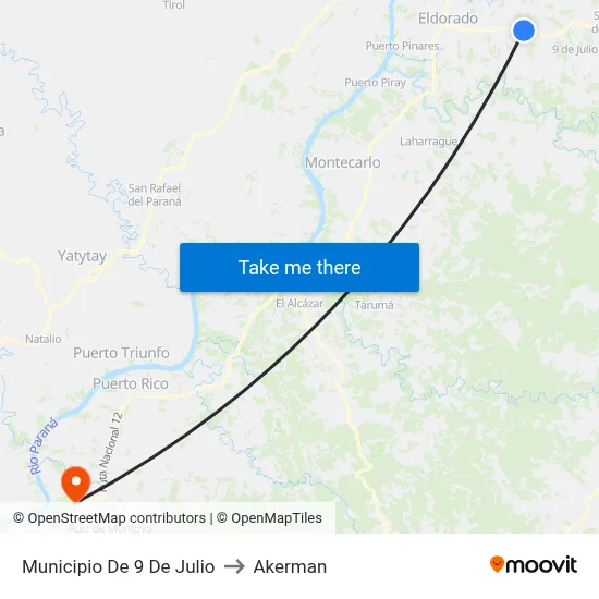 Municipio De 9 De Julio to Akerman map