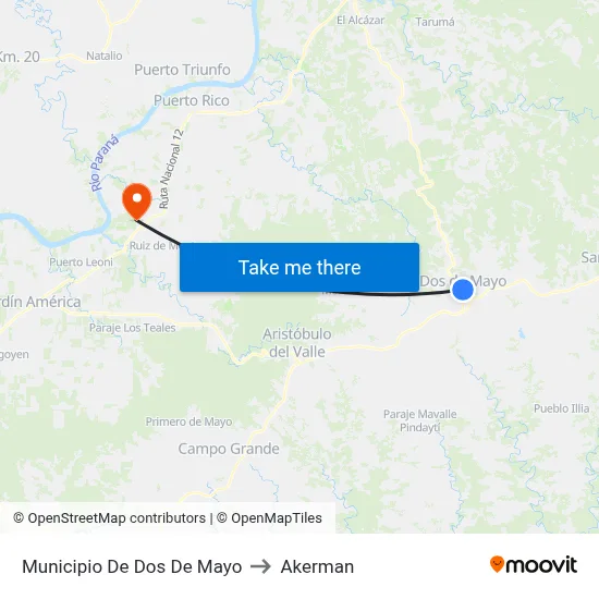 Municipio De Dos De Mayo to Akerman map