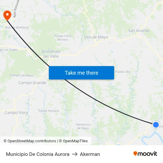Municipio De Colonia Aurora to Akerman map