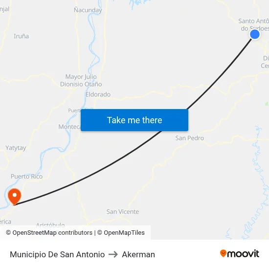 Municipio De San Antonio to Akerman map
