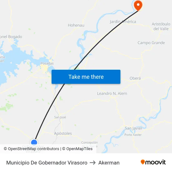 Municipio De Gobernador Virasoro to Akerman map