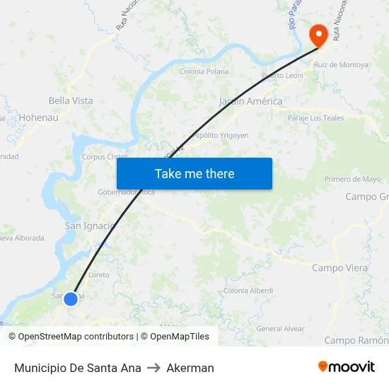 Municipio De Santa Ana to Akerman map