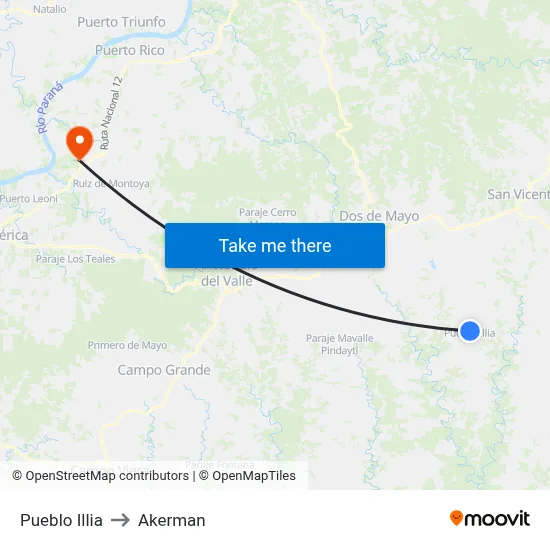 Pueblo Illia to Akerman map