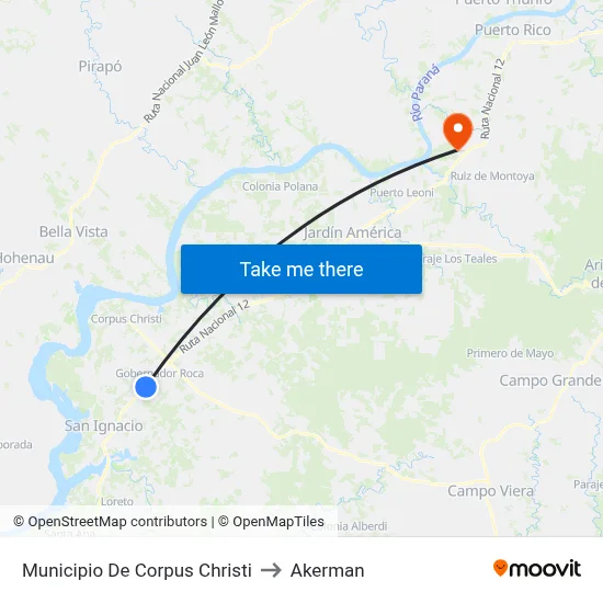 Municipio De Corpus Christi to Akerman map