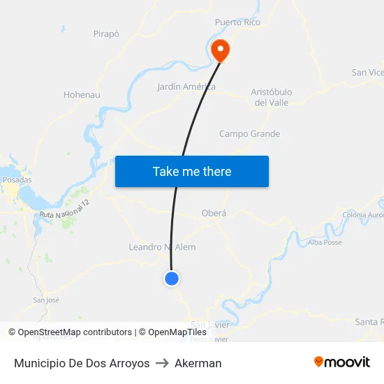 Municipio De Dos Arroyos to Akerman map