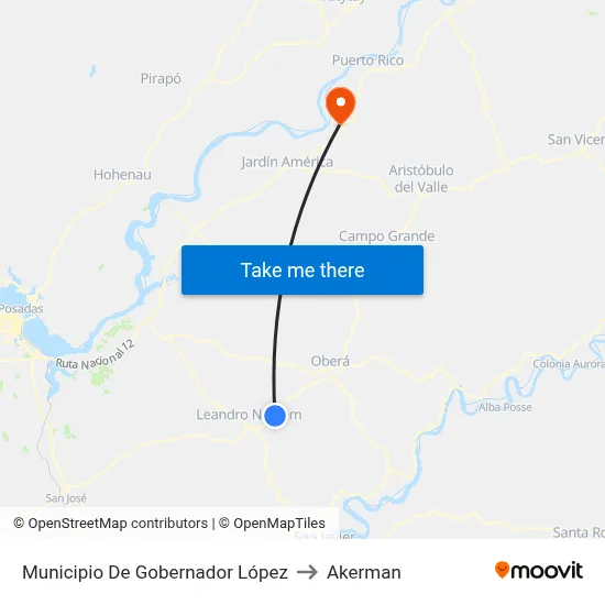 Municipio De Gobernador López to Akerman map