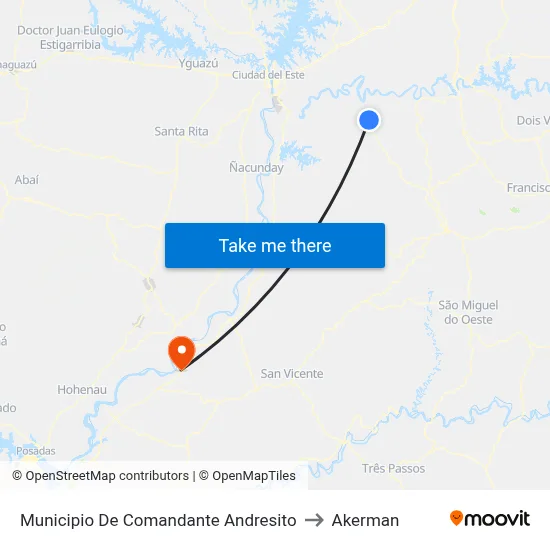 Municipio De Comandante Andresito to Akerman map