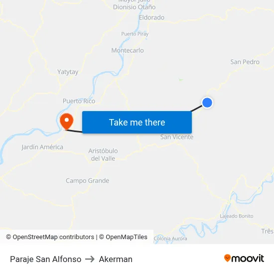 Paraje San Alfonso to Akerman map