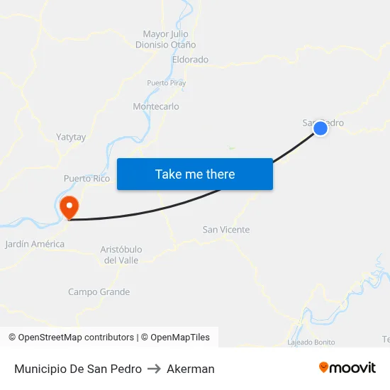 Municipio De San Pedro to Akerman map