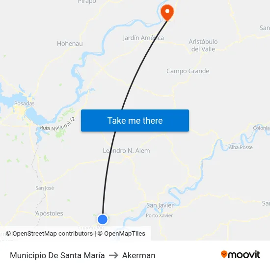 Municipio De Santa María to Akerman map