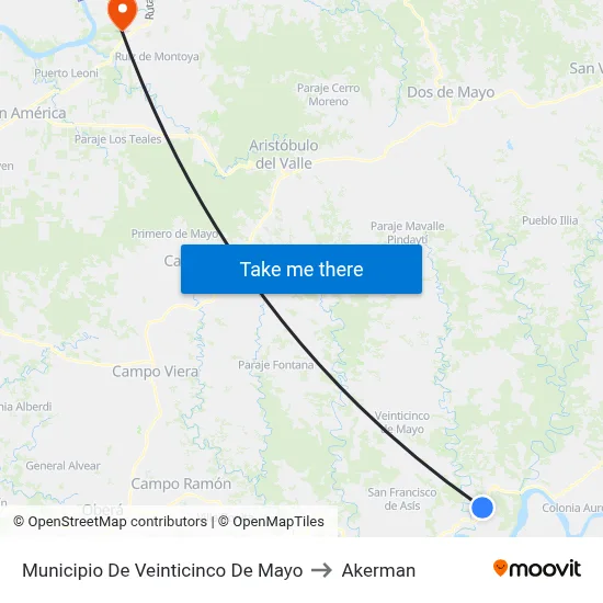 Municipio De Veinticinco De Mayo to Akerman map